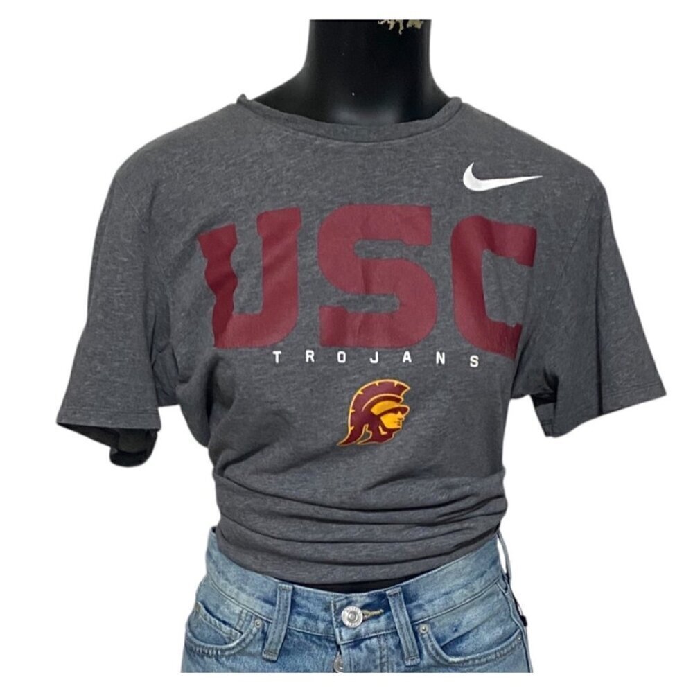 Nike USC Dri-Fit Gray Logo Trojan T-shirt Unisex Size Medium